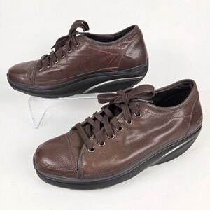 MBT Batini Lace Up Women's Shoes Size EU40 US9-9.5 Brown Leather Rocker Comfort